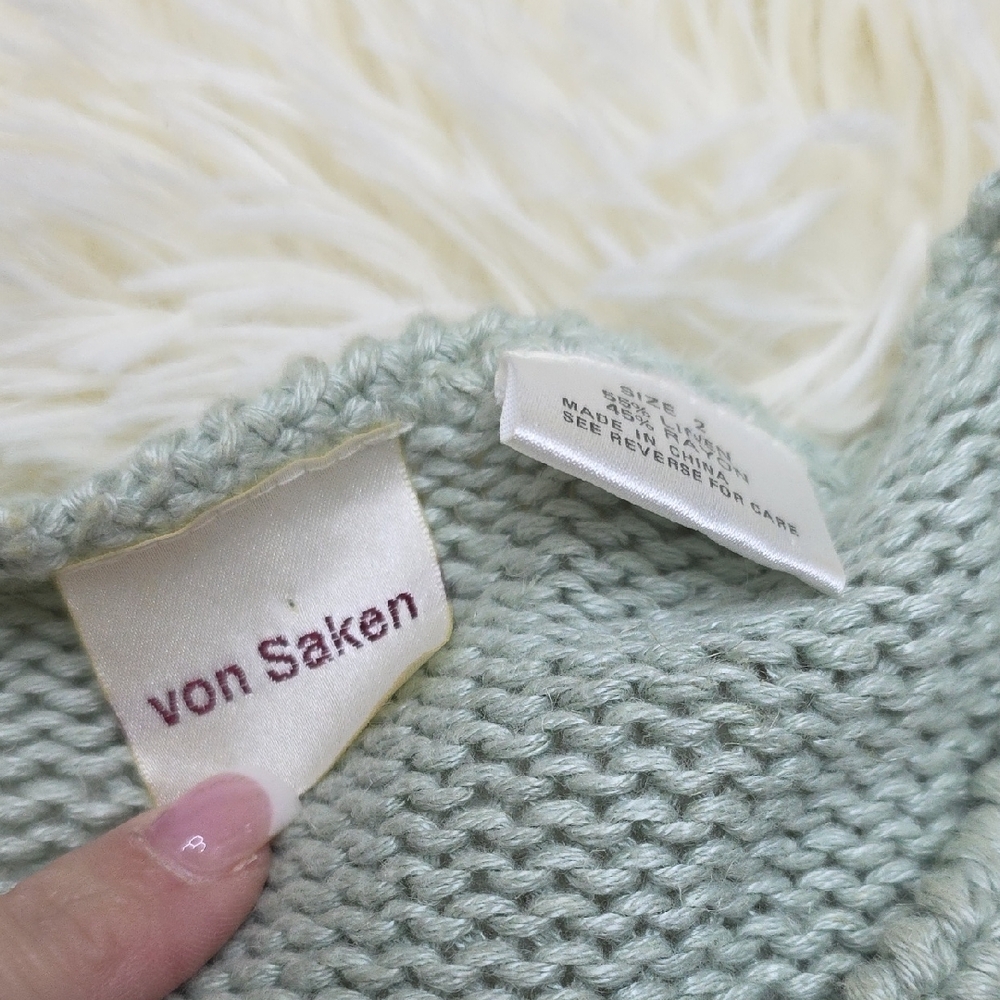 Von Saken Vintage 90s Mint Knit Sweater Dress - Picture 3 of 6